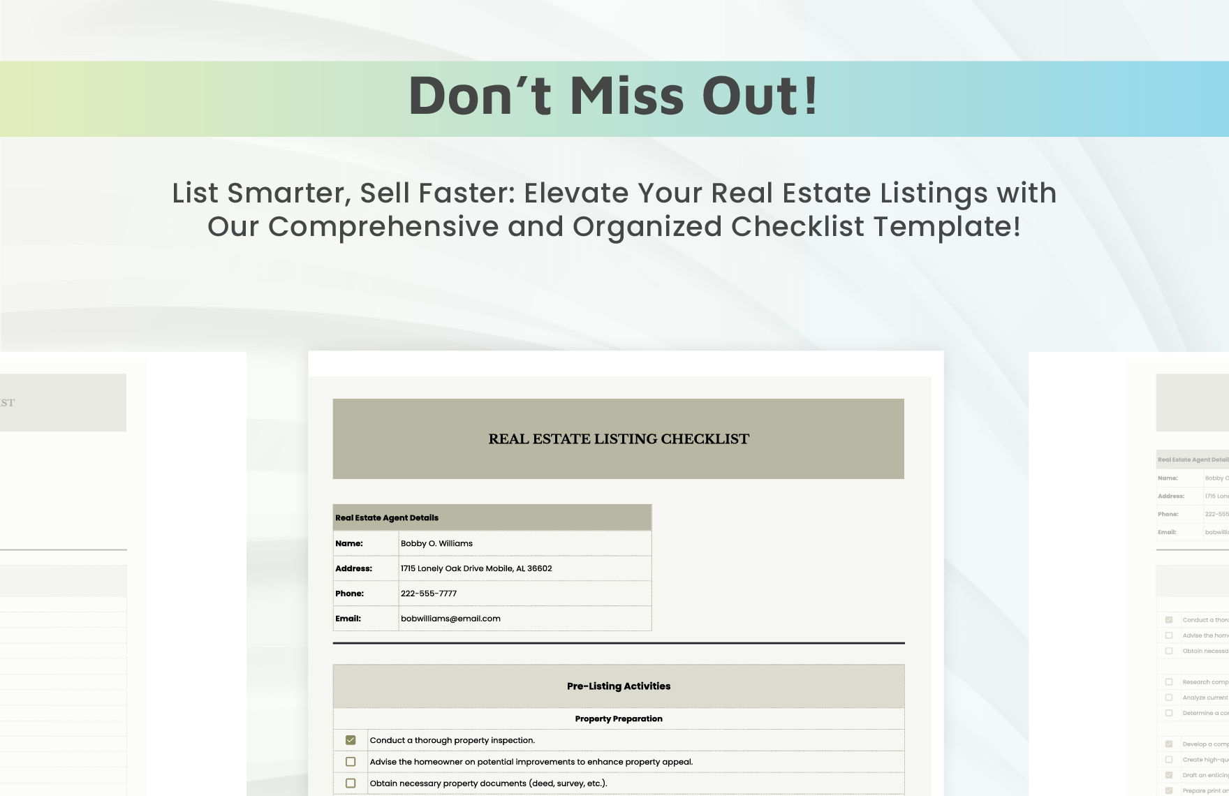 Real Estate Listing Checklist Template