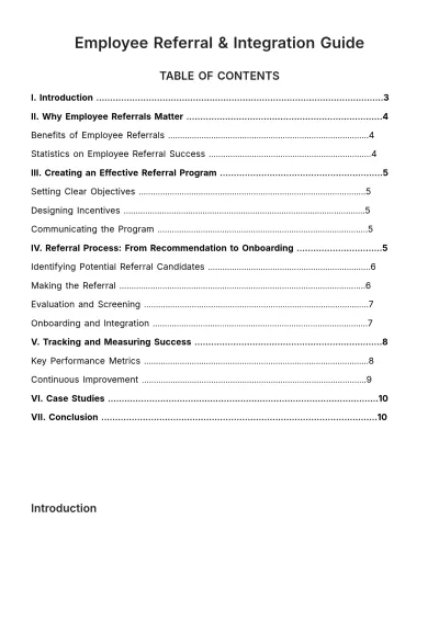 Free Employee Referral & Integration Guide HR Template to Edit Online