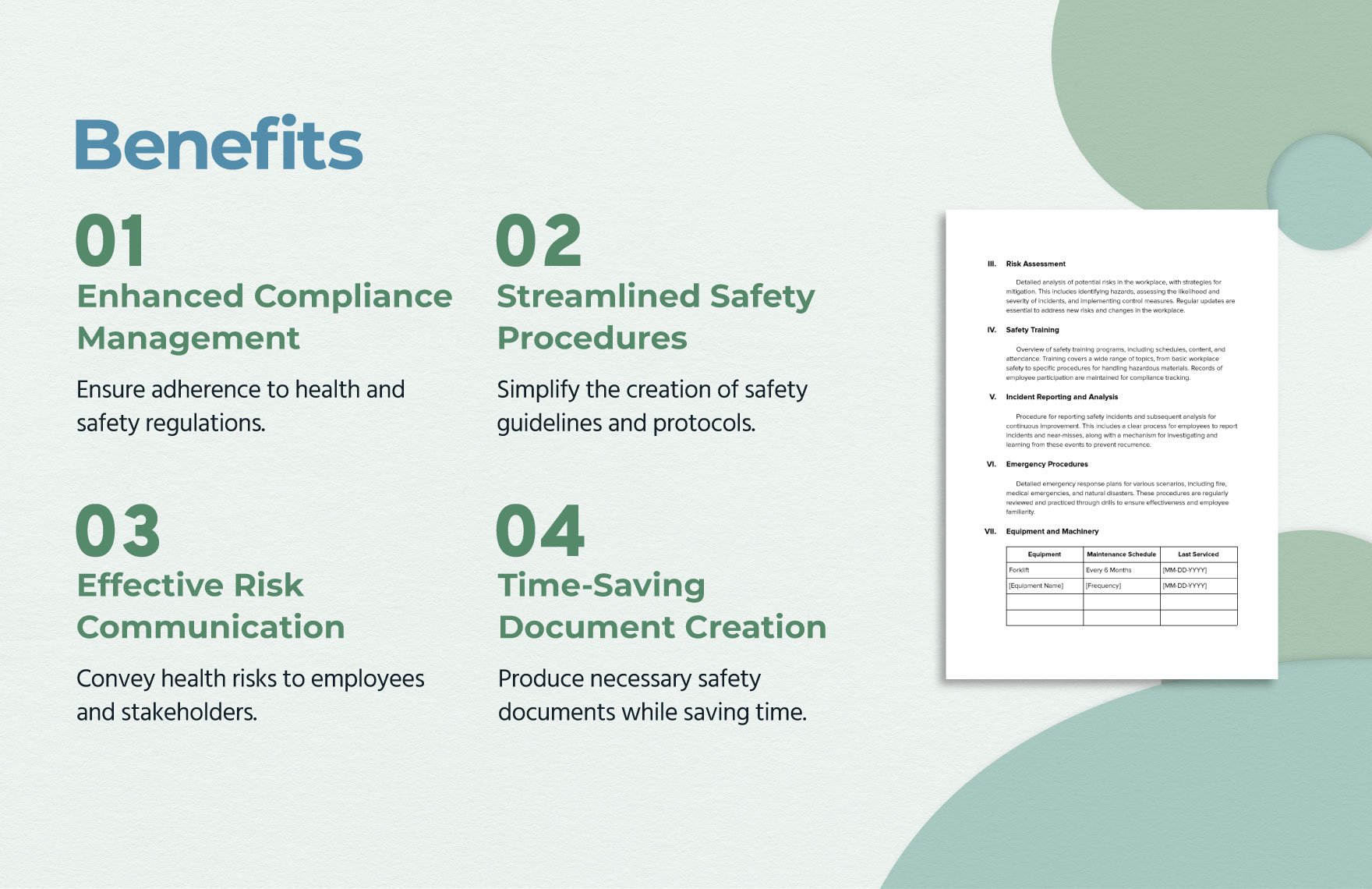 Health & Safety Compliance Document Template
