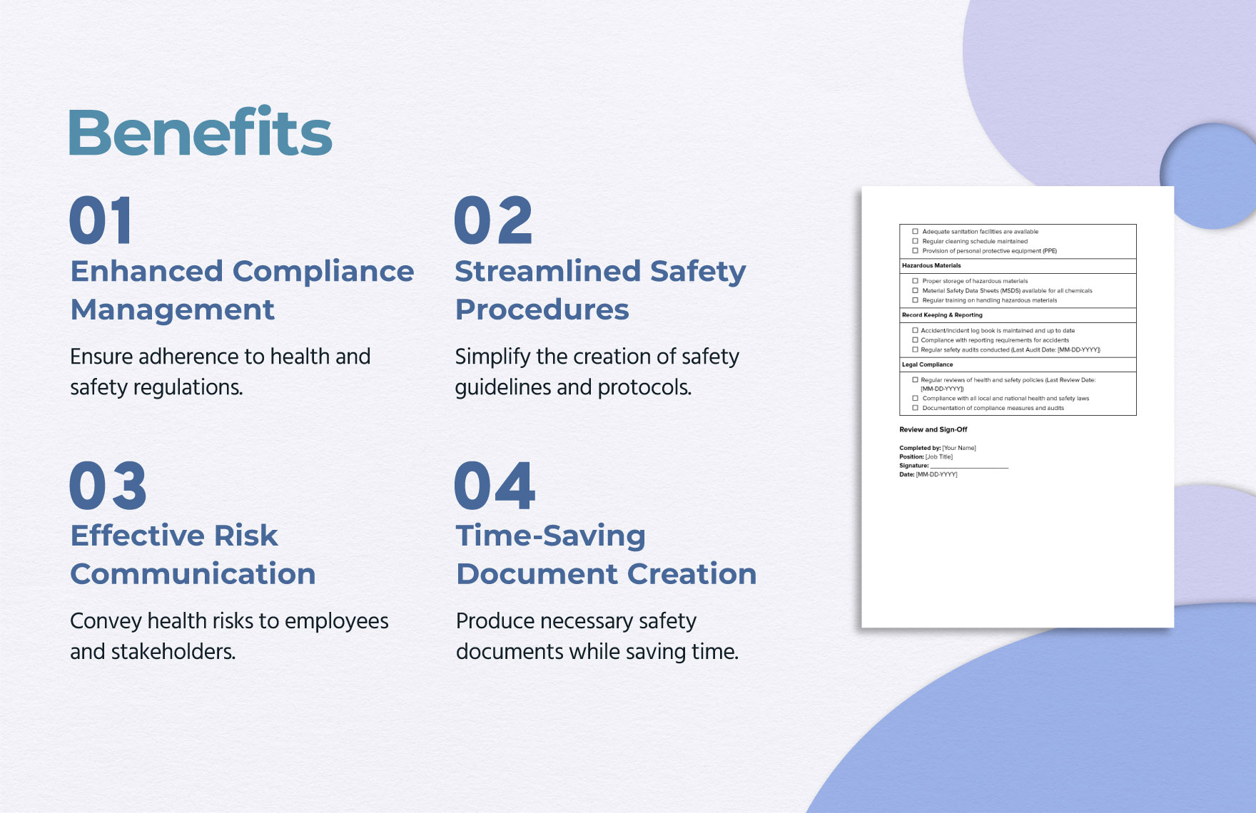 Health & Safety Legal Compliance Checklist Template