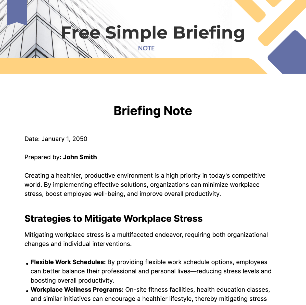 Simple Briefing Note Template