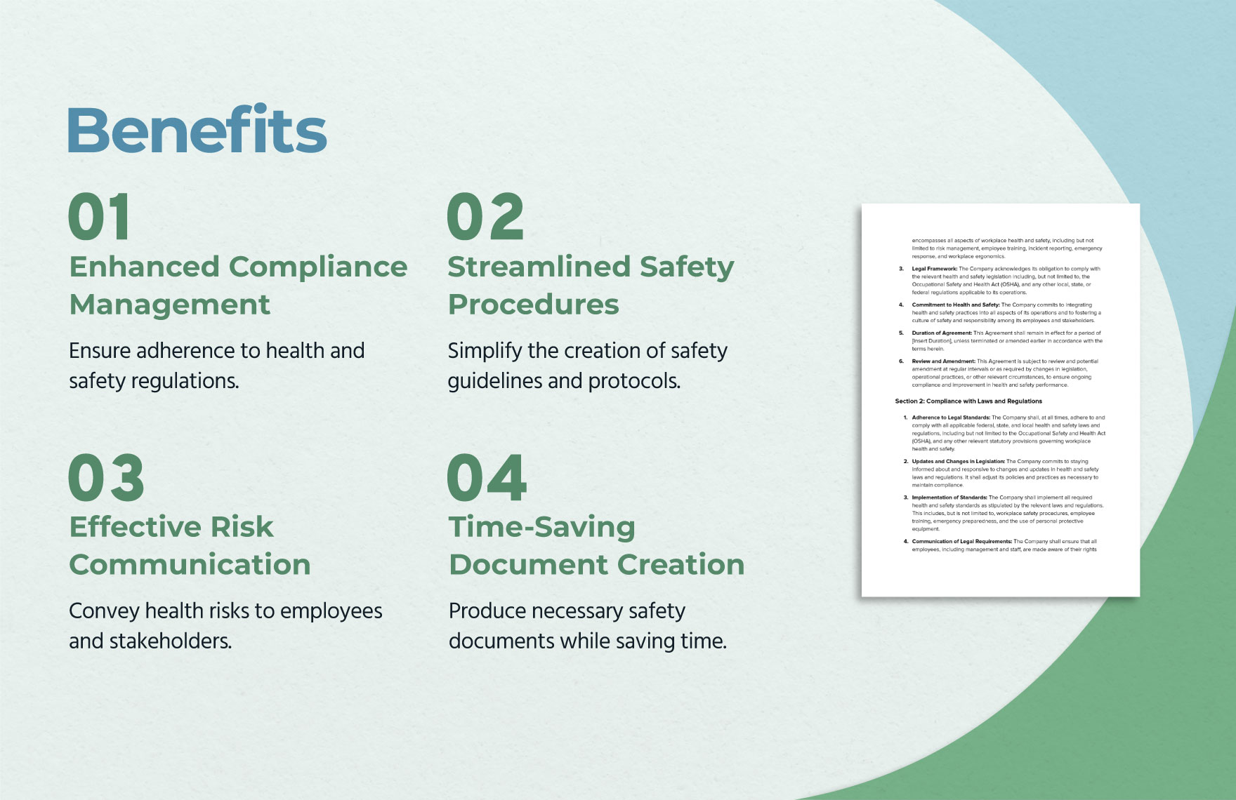 Health & Safety Legal Compliance Agreement Template