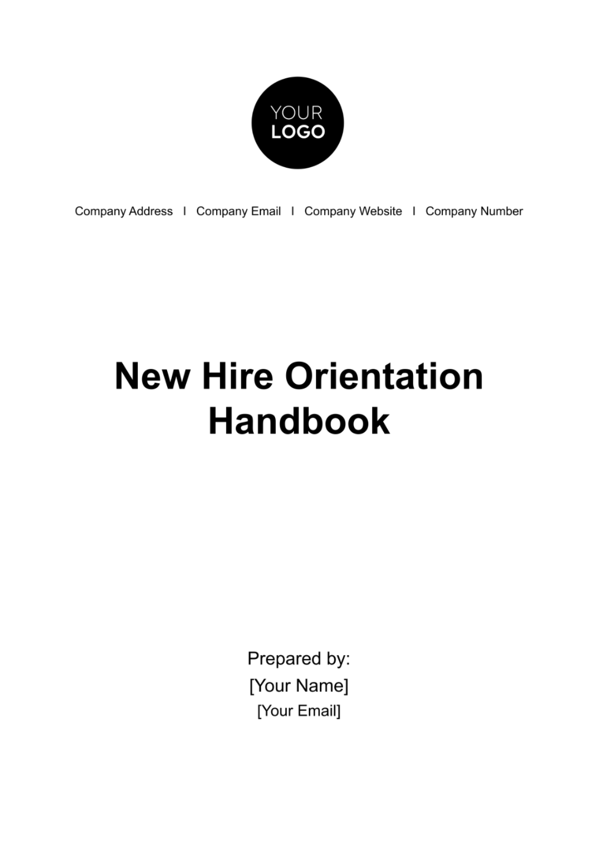 Free New Hire Orientation Handbook HR Template