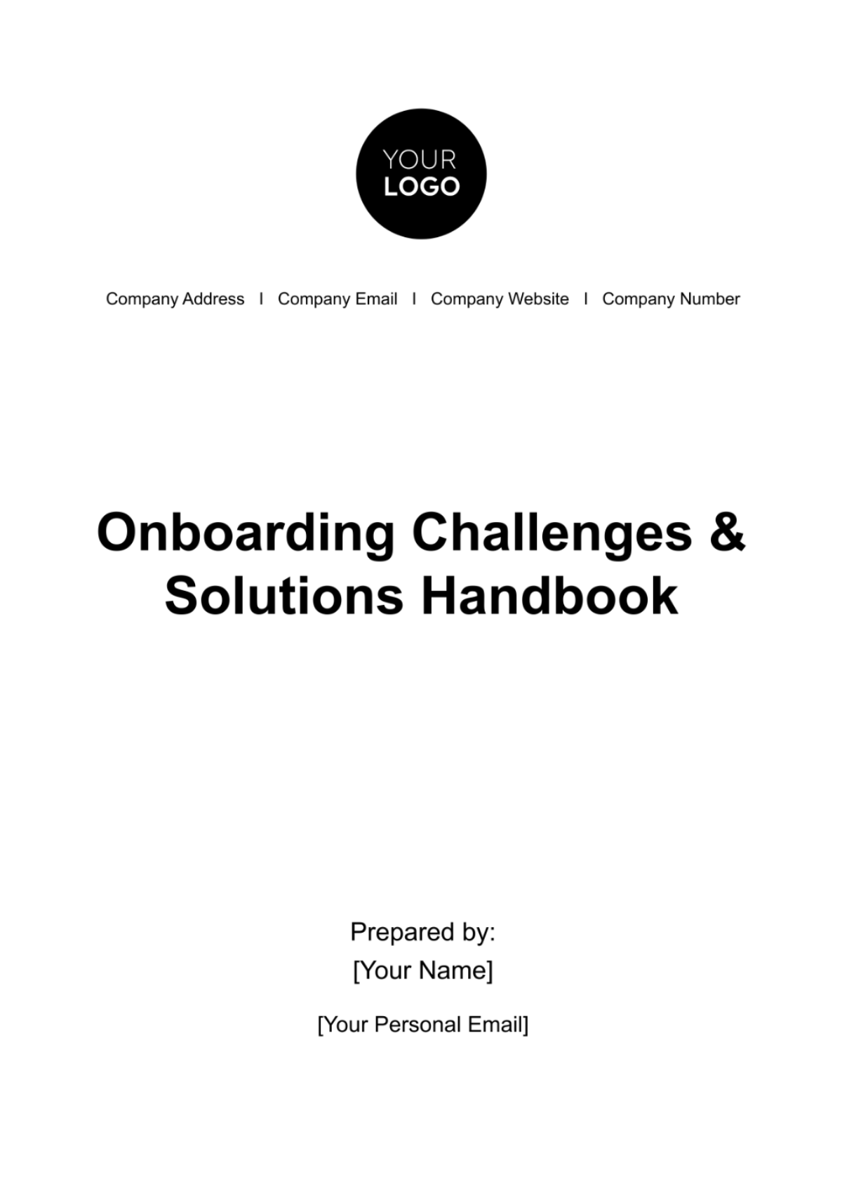 Onboarding Challenges & Solutions Handbook HR Template