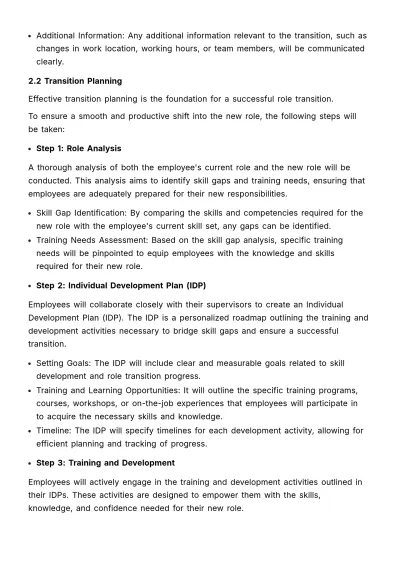 Free Role Transition & Evolution Manual HR Template to Edit Online