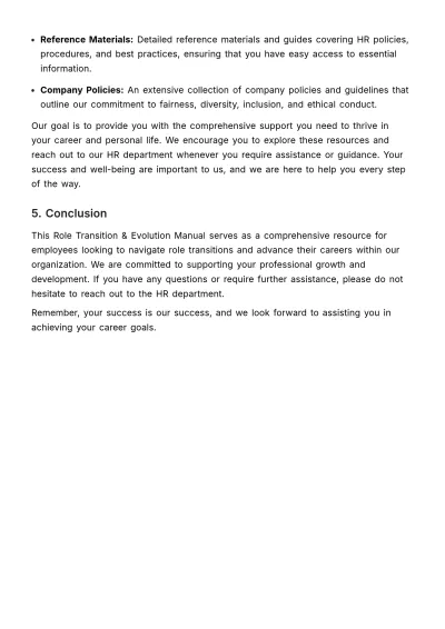 Free Role Transition & Evolution Manual HR Template to Edit Online