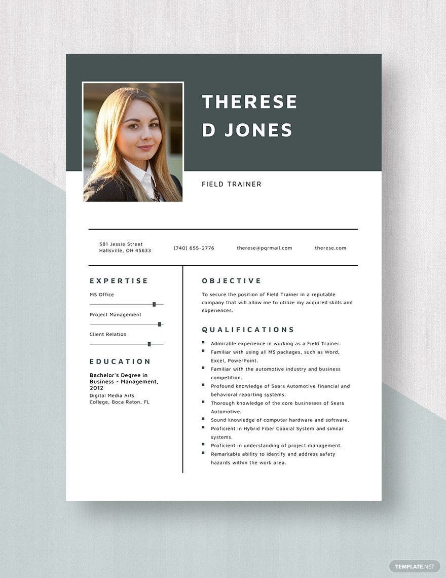 Free Field Trainer Resume Template