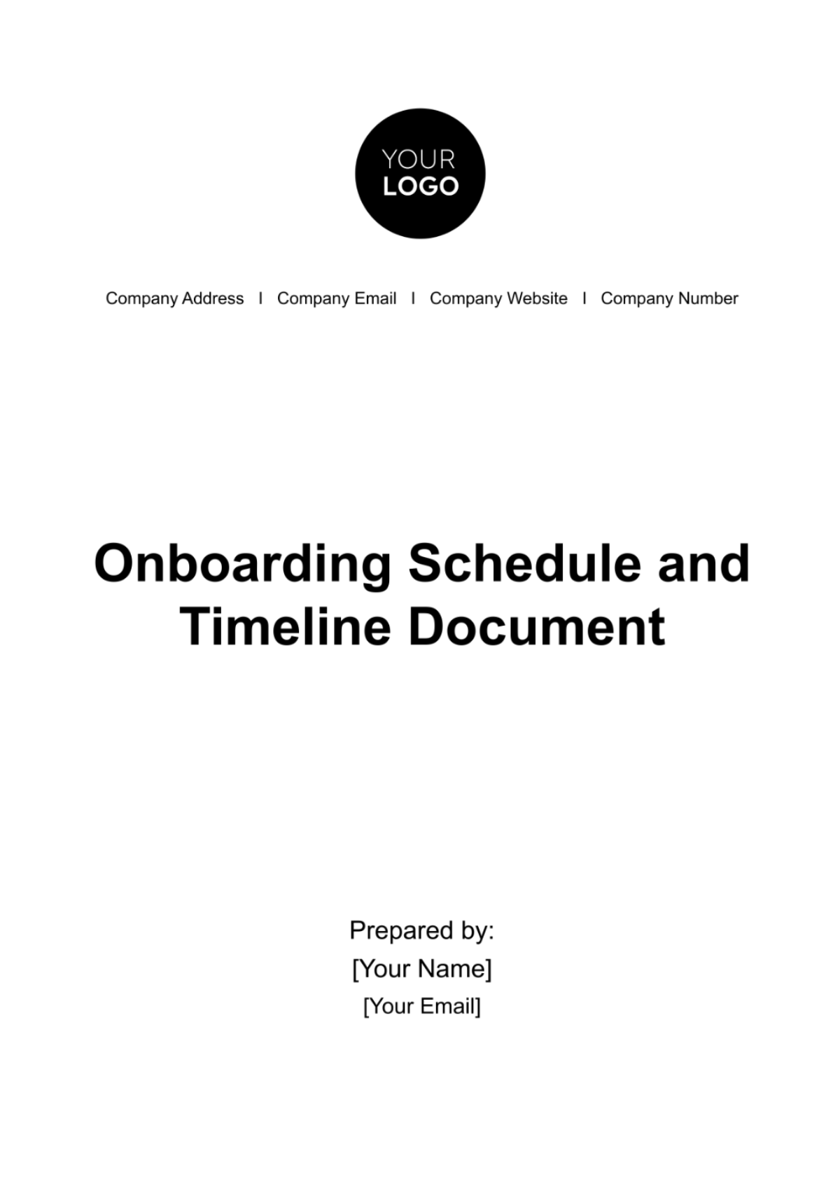 Onboarding Schedule & Timeline Document HR Template