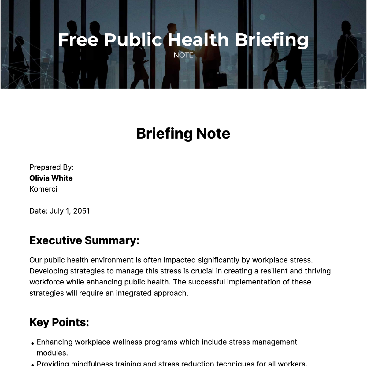 Free Public Health Briefing Note Template