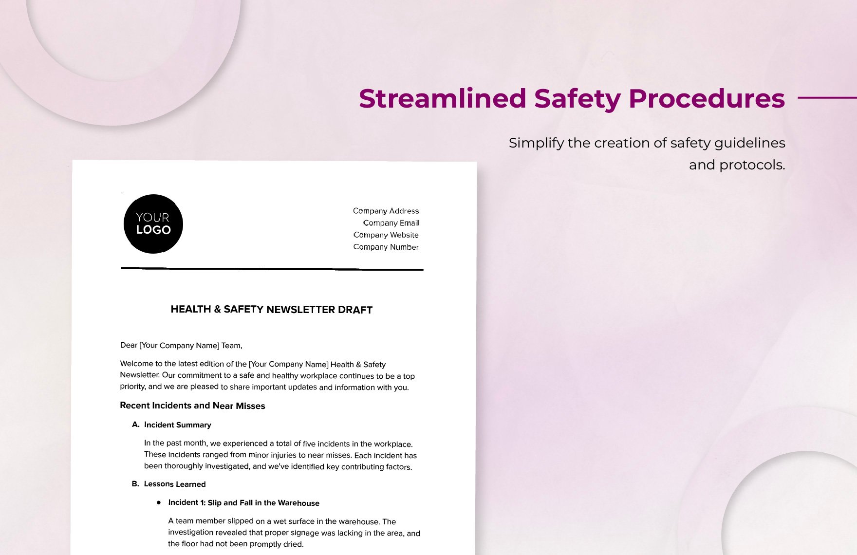 Health & Safety Newsletter Draft Template