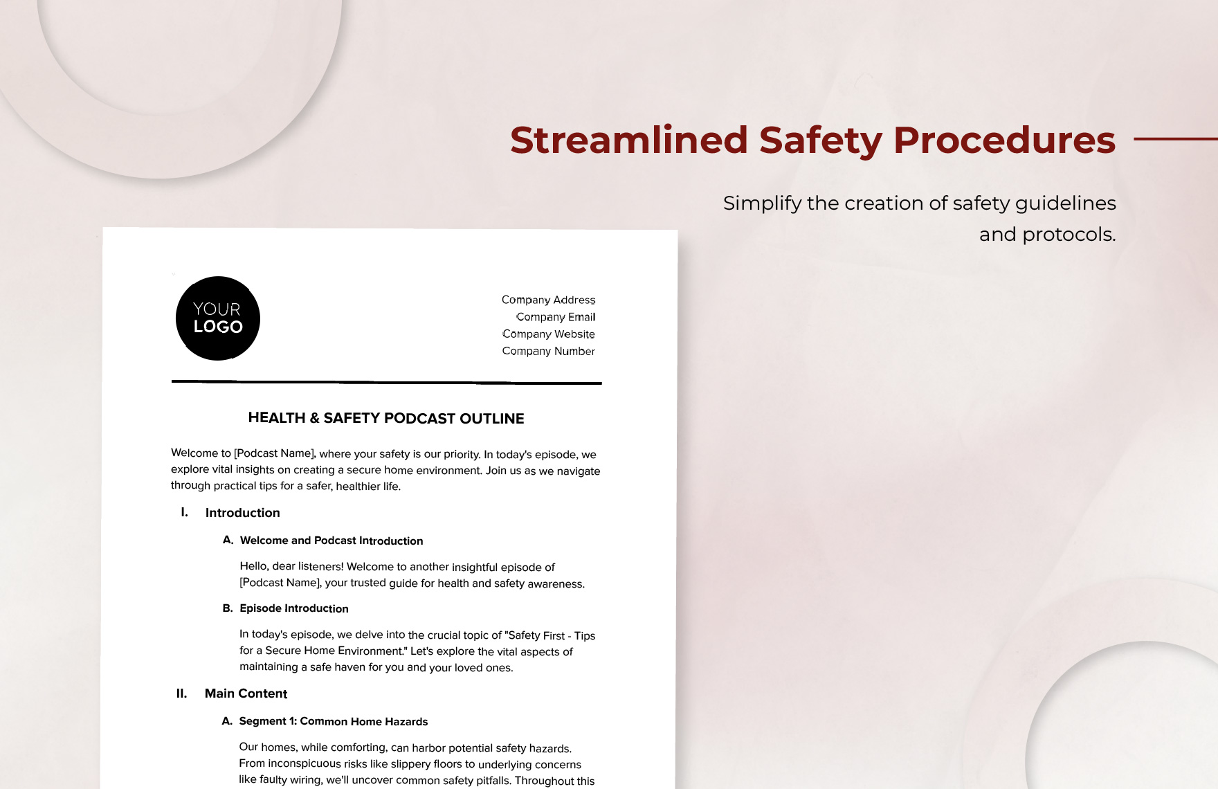 Health & Safety Podcast Outline Template