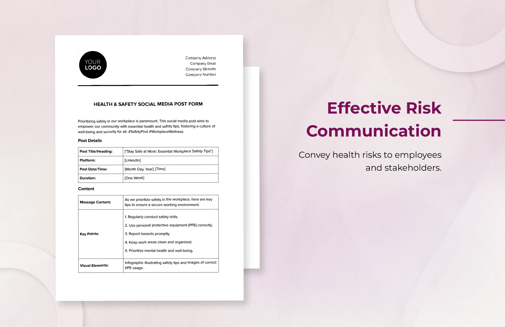Health & Safety Social Media Post Form Template