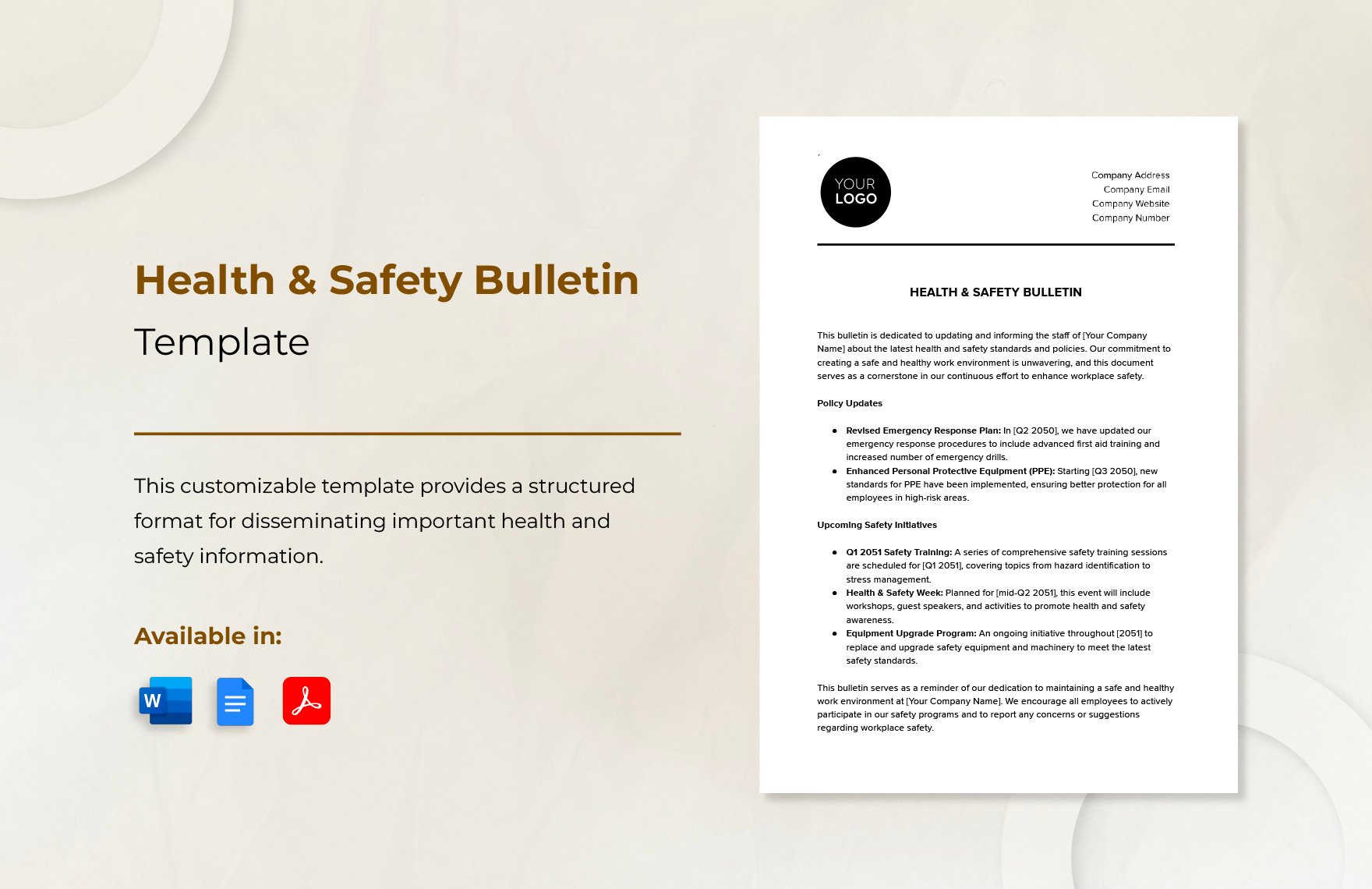 Health & Safety Bulletin Template