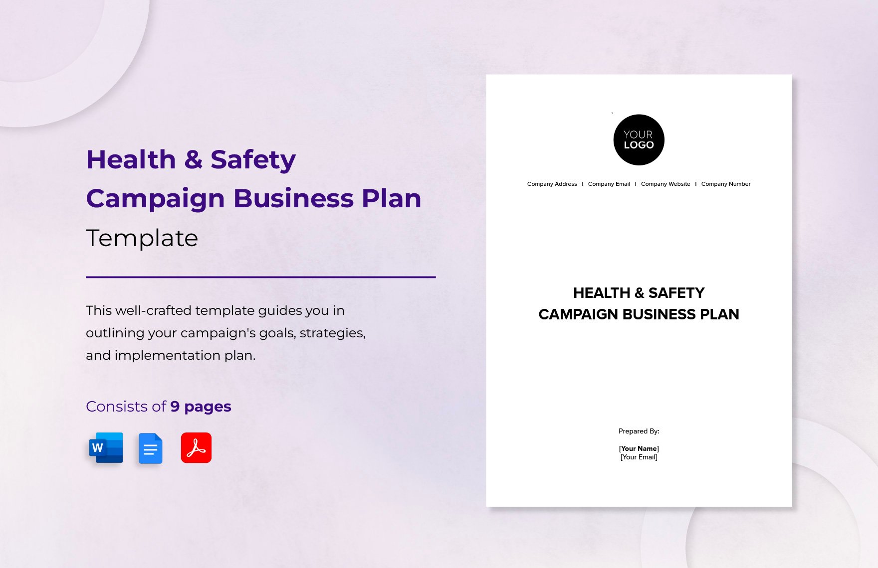 Health & Safety Campaign Business Plan Template