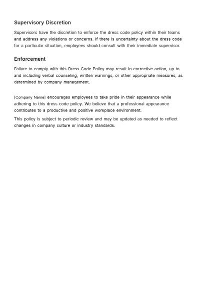Free Dress Code Policy HR Template to Edit Online