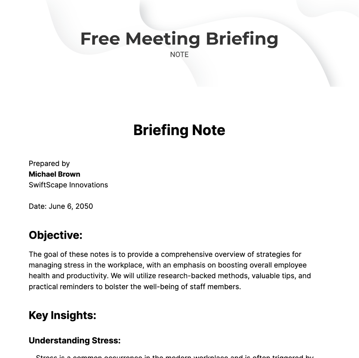 Meeting Briefing Note Template