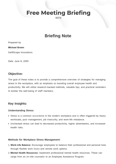 Free Meeting Briefing Note Template to Edit Online