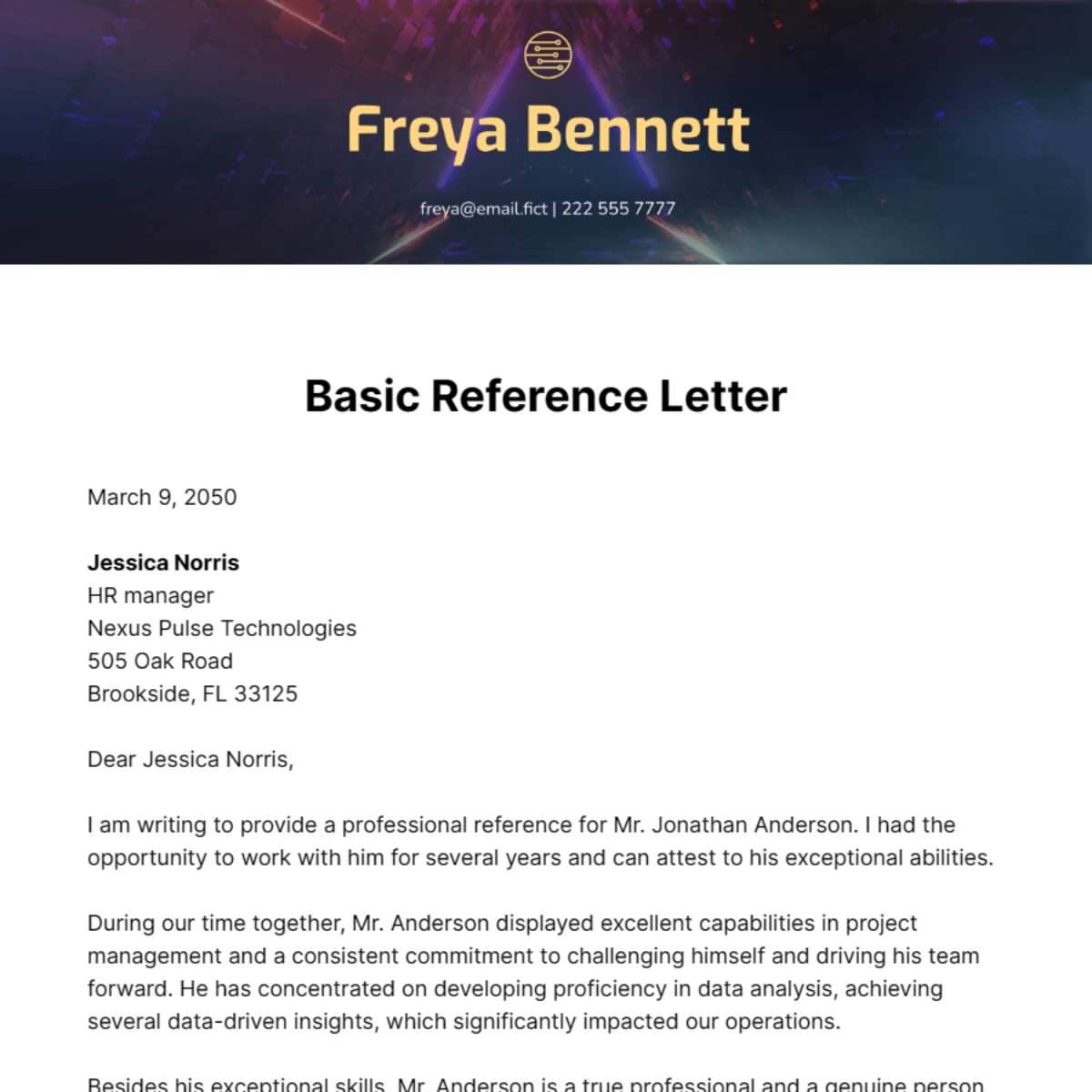 Basic Reference Letter Template