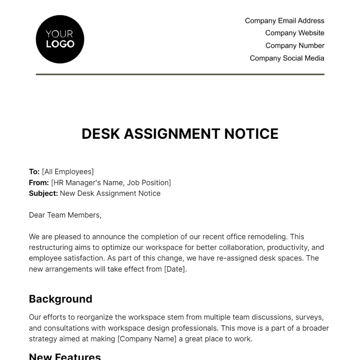 notice of recommended assignment