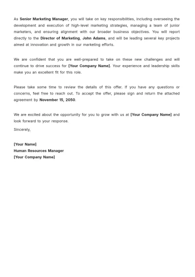 Free Professional Promotion Offer Letter Template to Edit Online