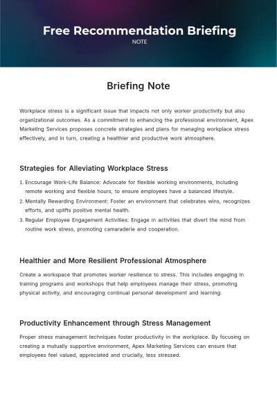Free Recommendation Briefing Note Template to Edit Online
