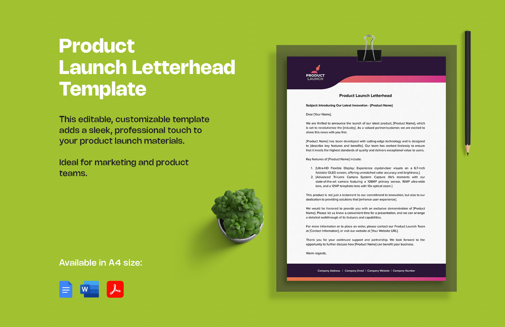 Product Launch Letterhead Template