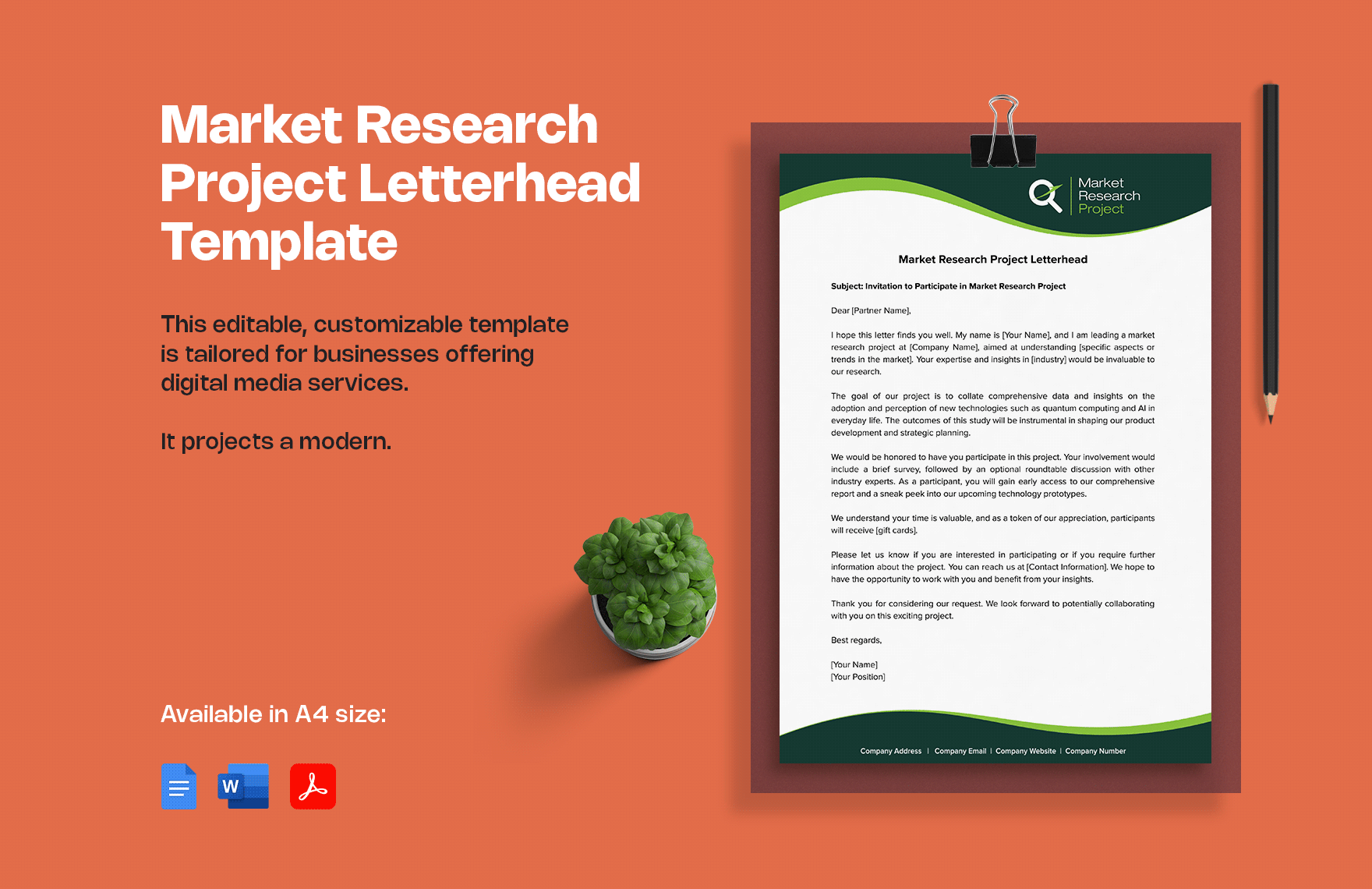 Market Research Project Letterhead Template