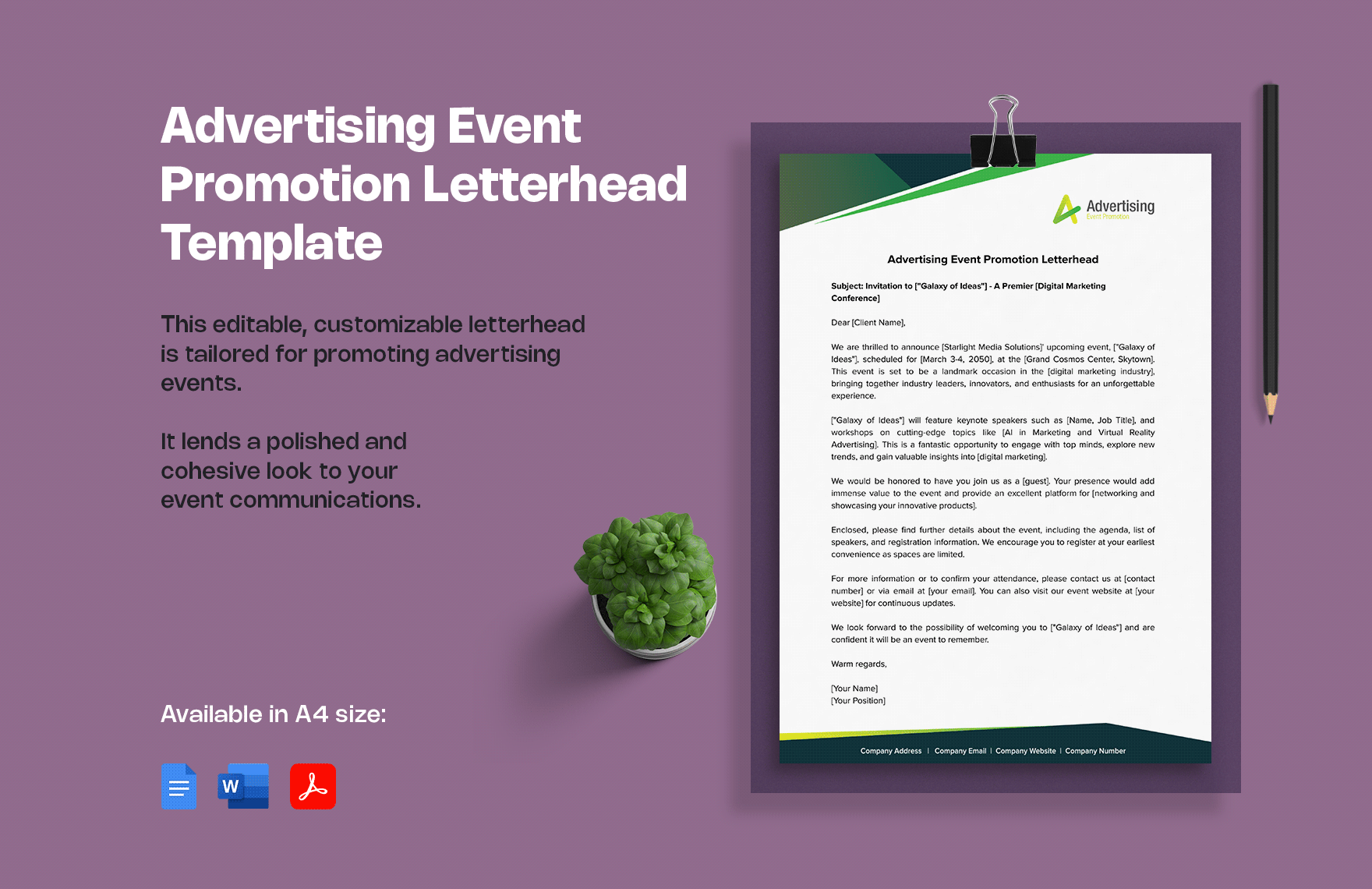 Advertising Event Promotion Letterhead Template