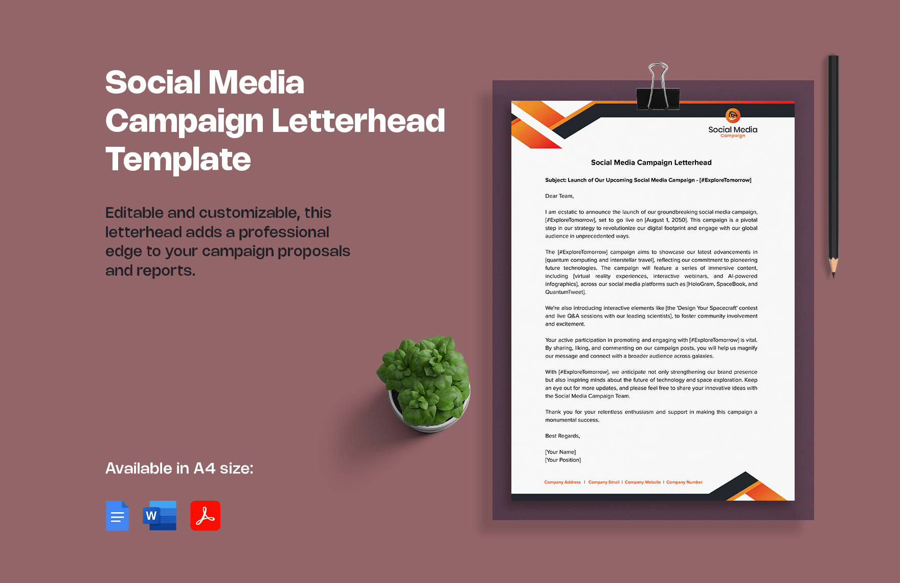 Social Media Campaign Letterhead Template
