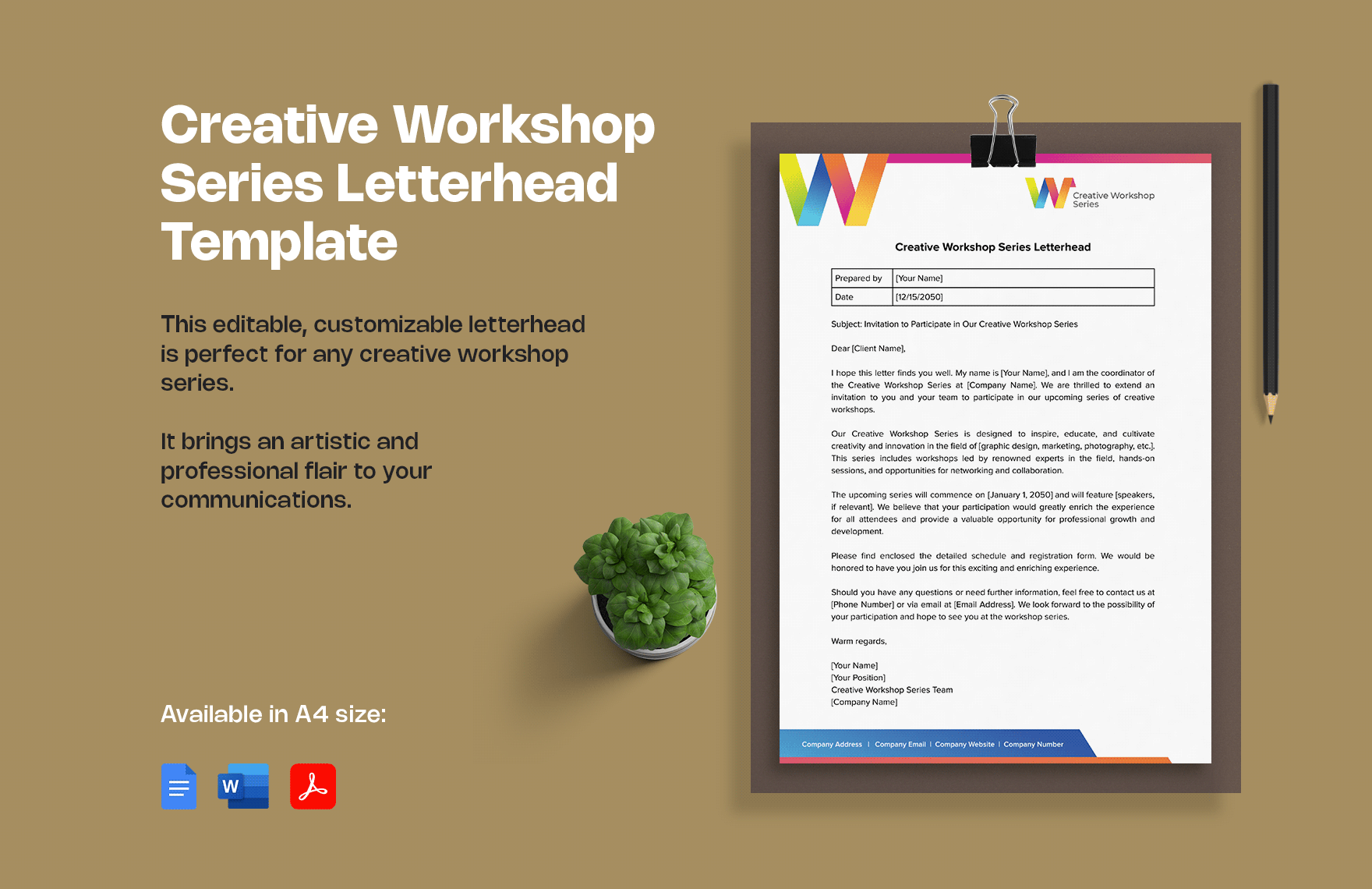 Creative Workshop Series Letterhead Template