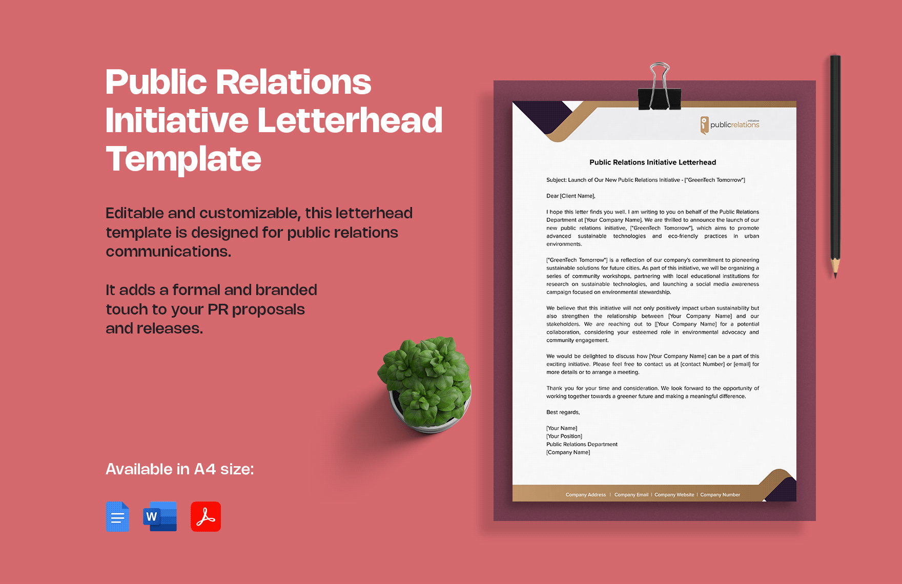 Public Relations Initiative Letterhead Template