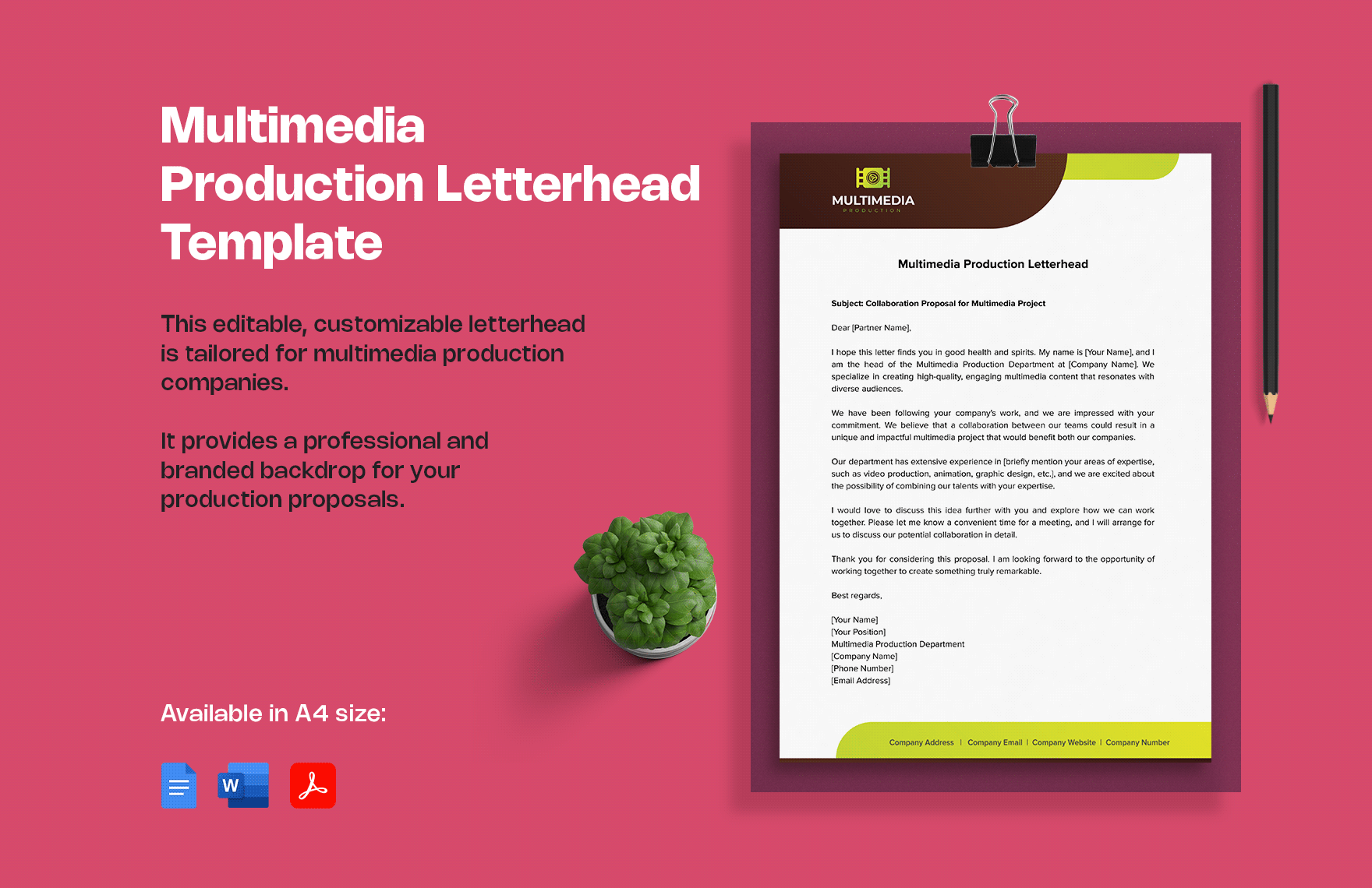 Multimedia Production Letterhead Template