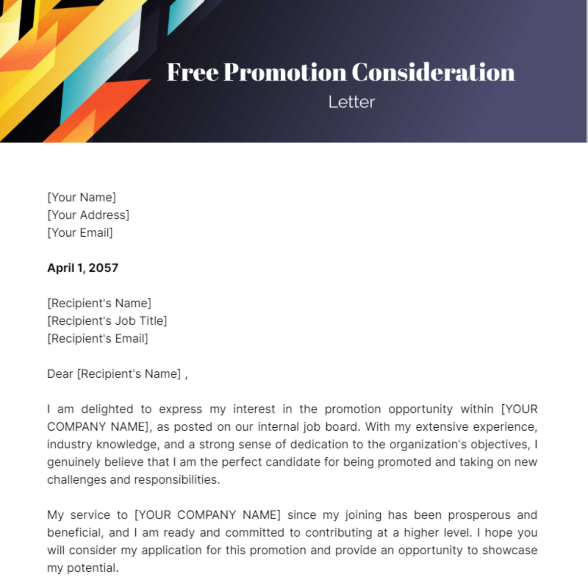 Promotion Consideration Letter Template - Edit Online & Download