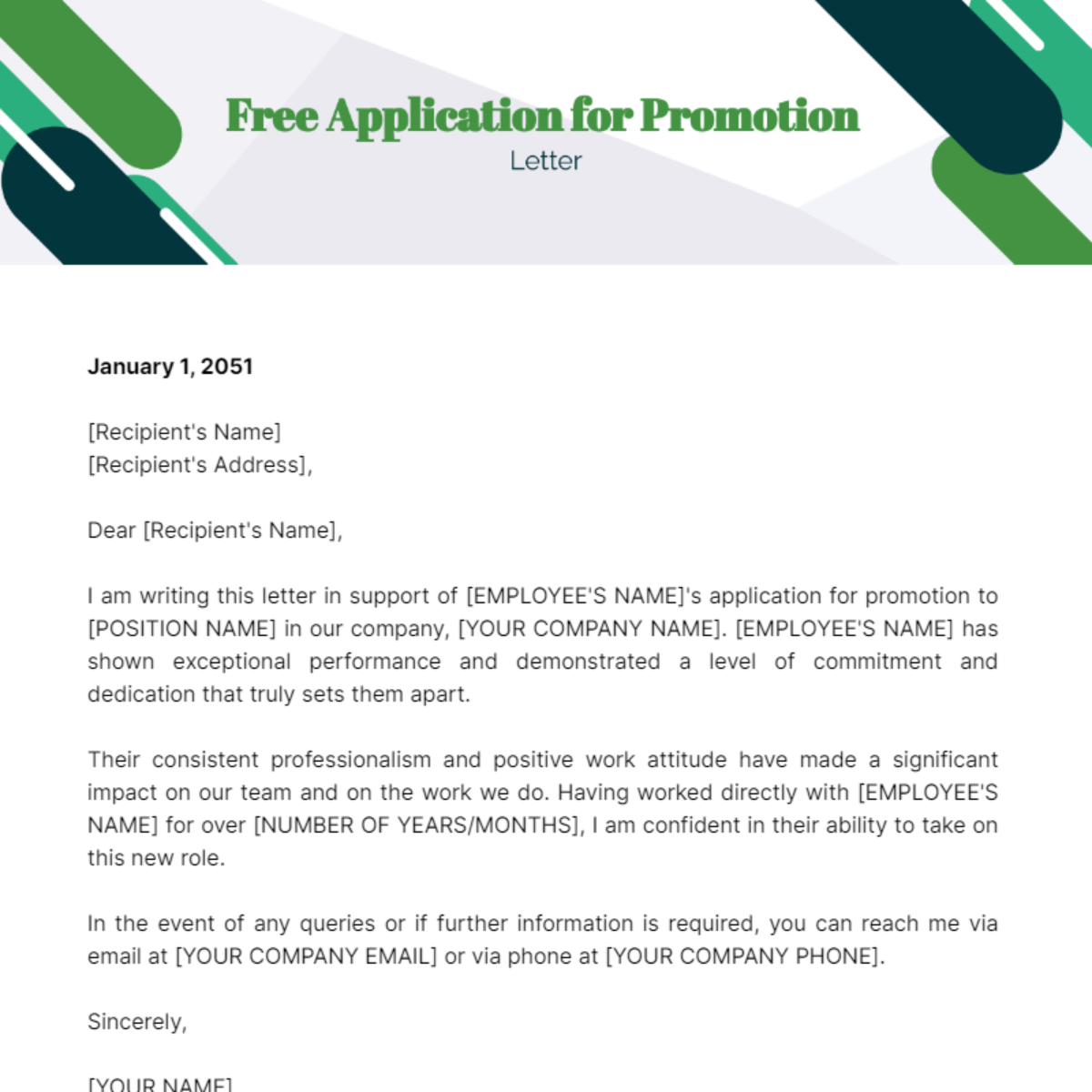 Application for Promotion Letter Template - Edit Online & Download