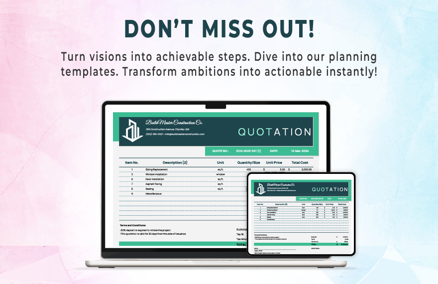 Exterior Construction Quotation Template