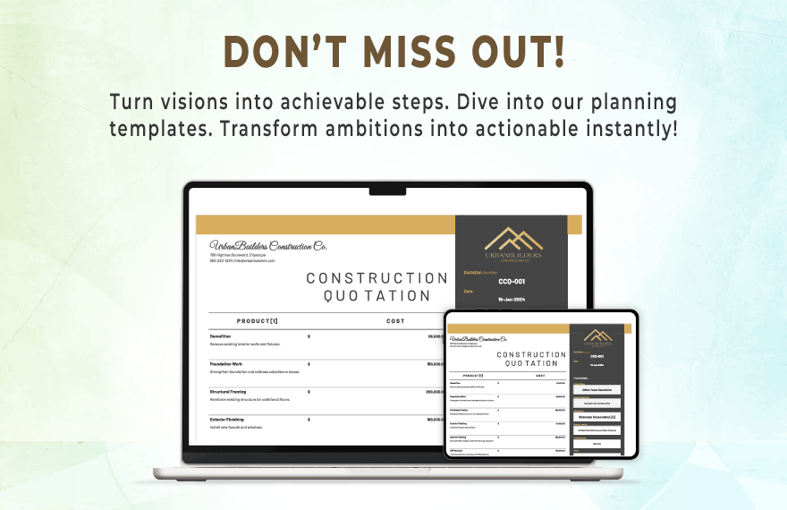 Commercial Construction Quotation Template