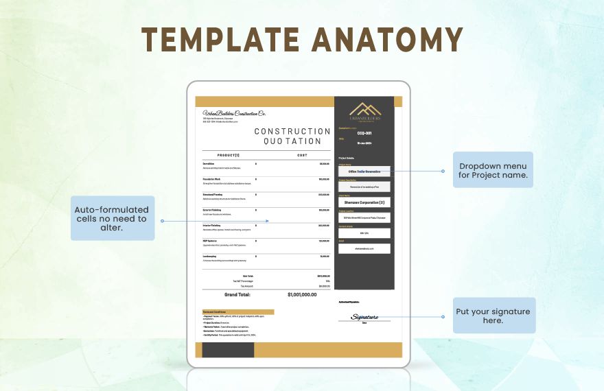 Commercial Construction Quotation Template