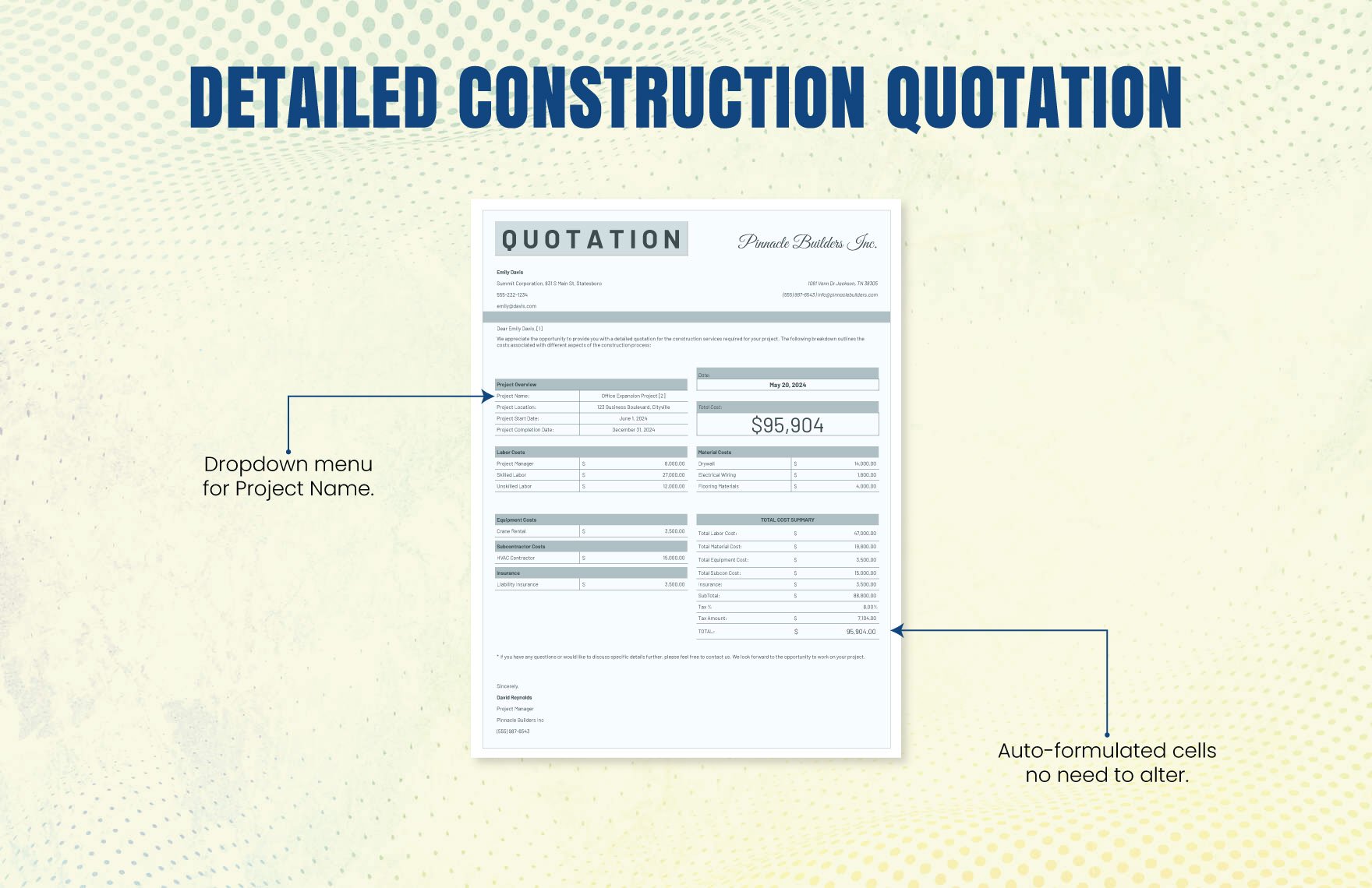 Detailed Construction Quotation Template