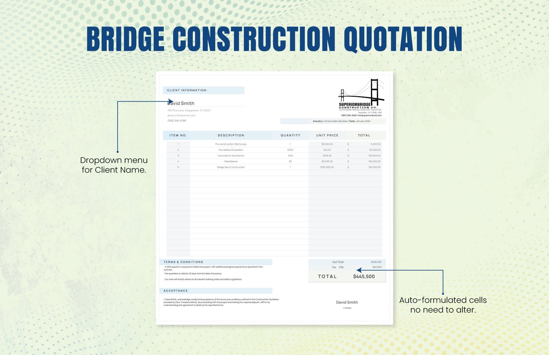 Bridge Construction Quotation Template