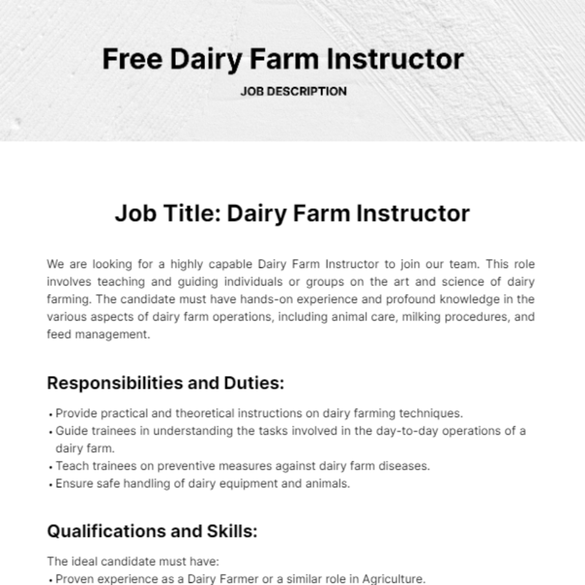 FREE Farming Job Description Templates Examples Edit Online 