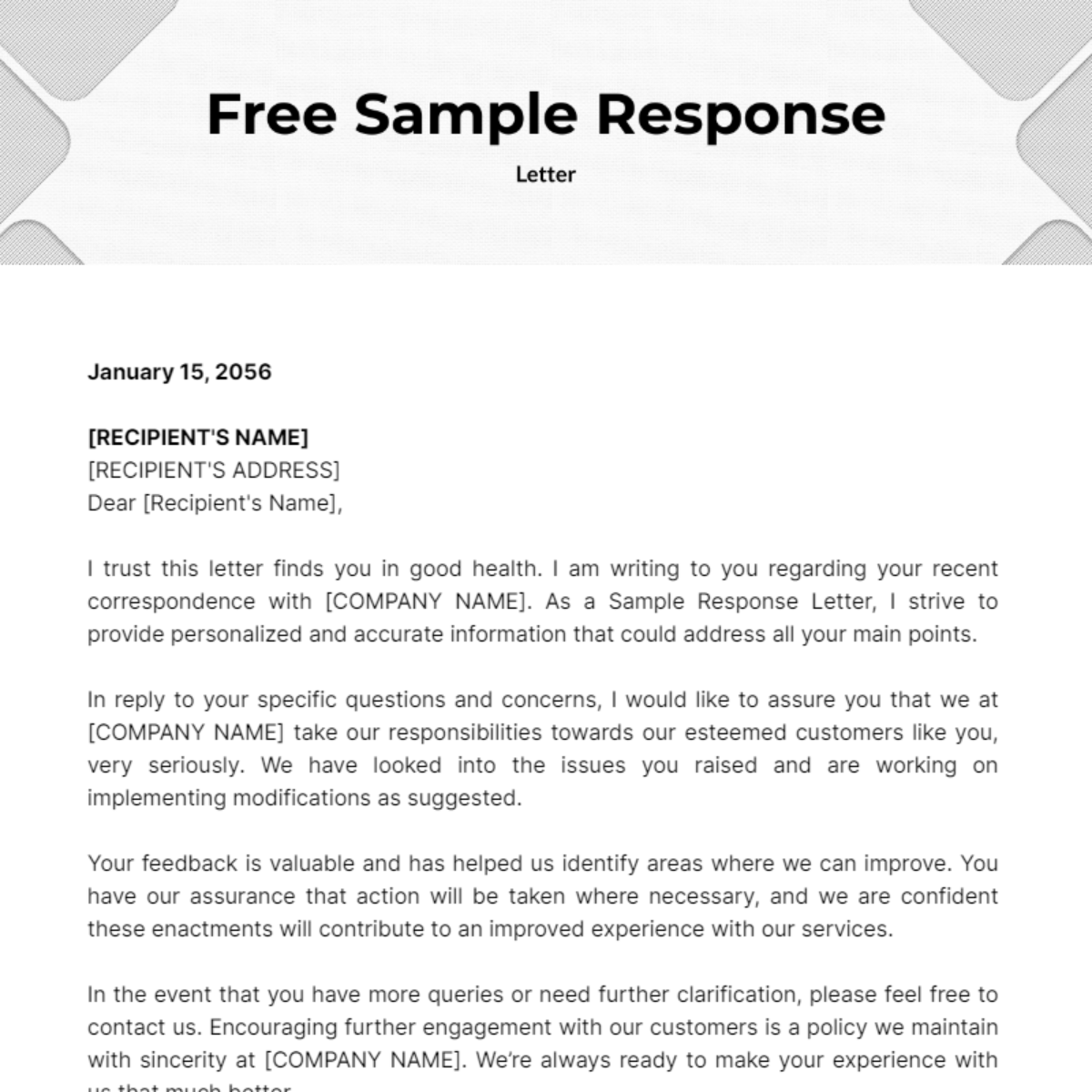 Free Sample Response Letter
