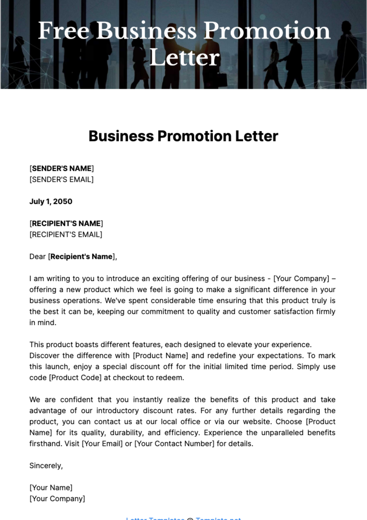 Free Business Promotion Letter Template