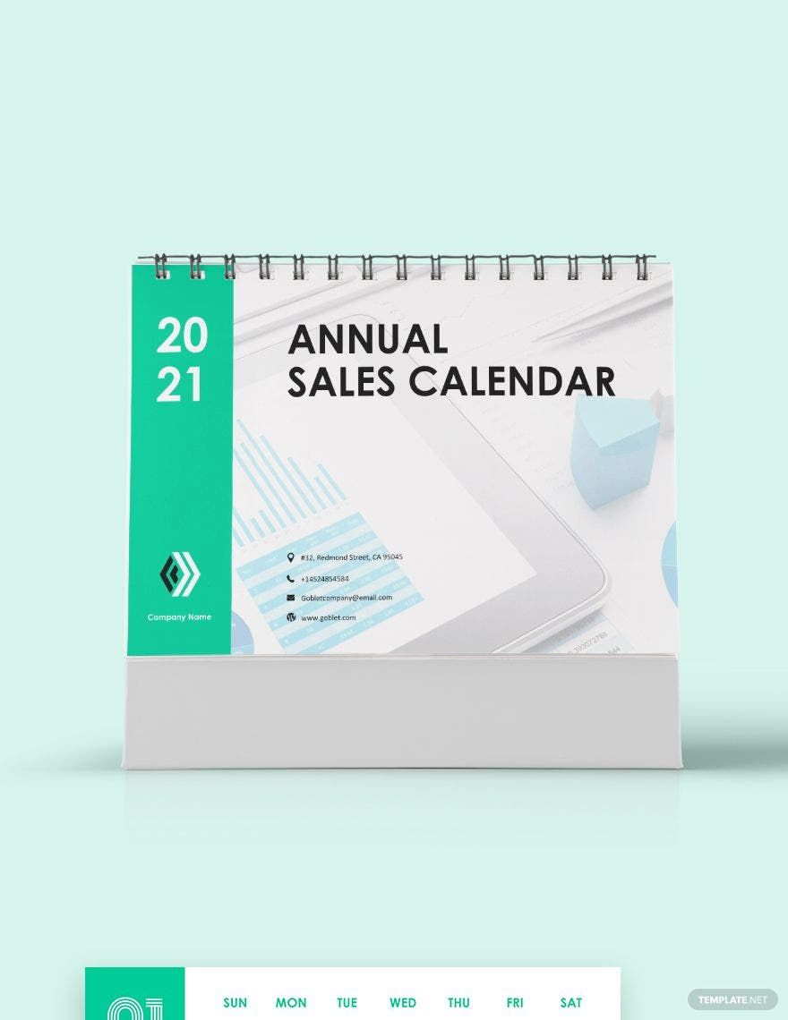 Annual Sales Desk Calendar Template