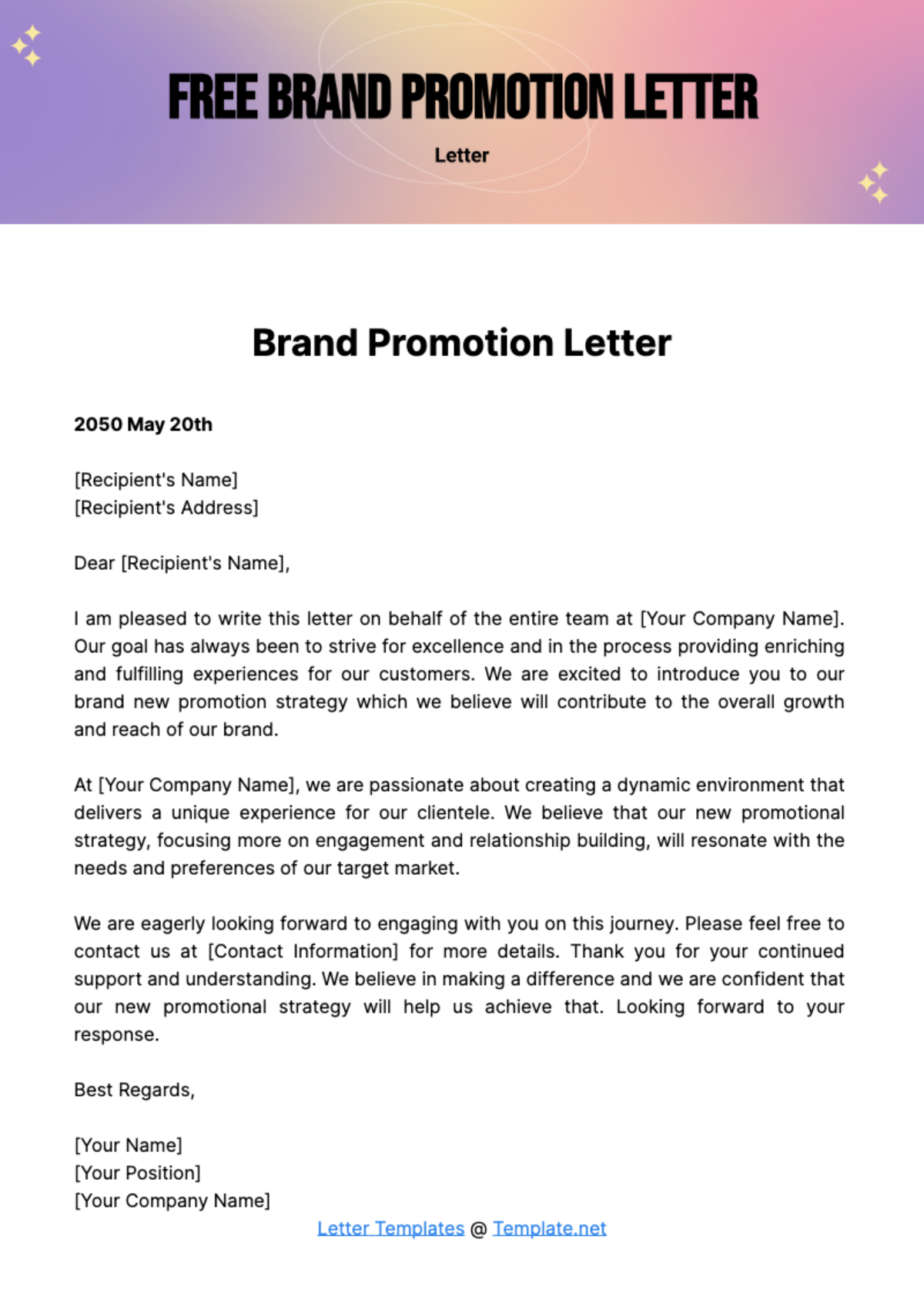 Free Brand Promotion Letter Template