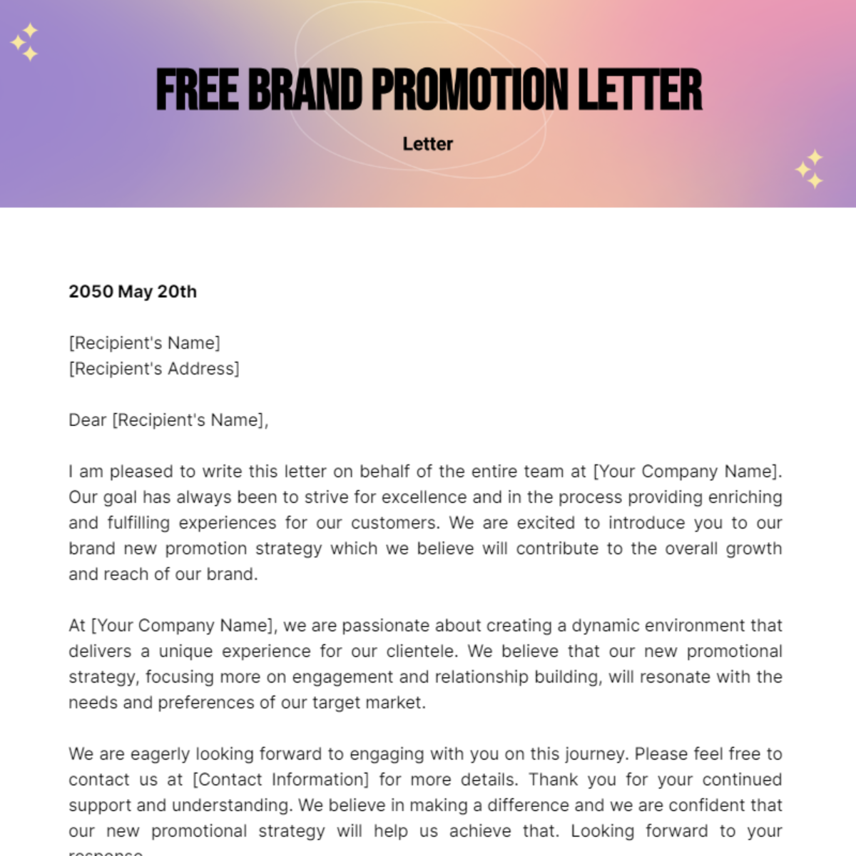 Brand Promotion Letter Template - Edit Online & Download