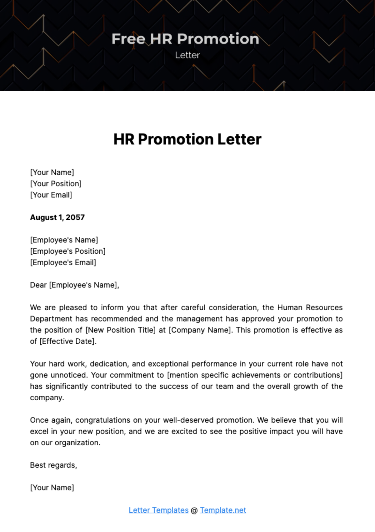 Free HR Promotion Letter Template