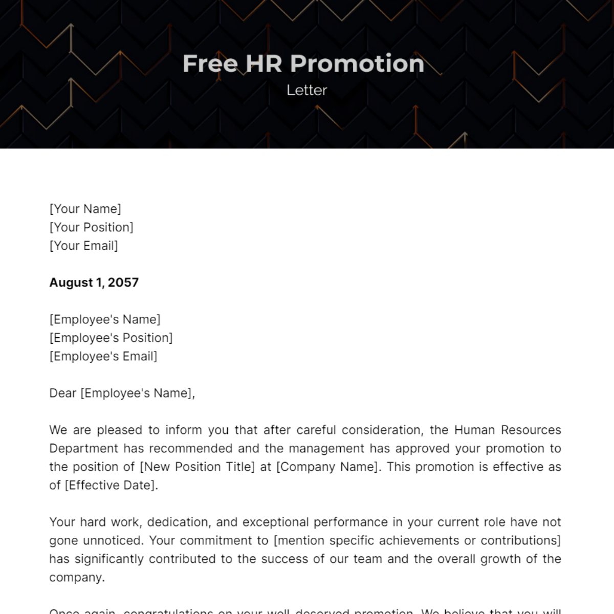 HR Promotion Letter Template - Edit Online & Download