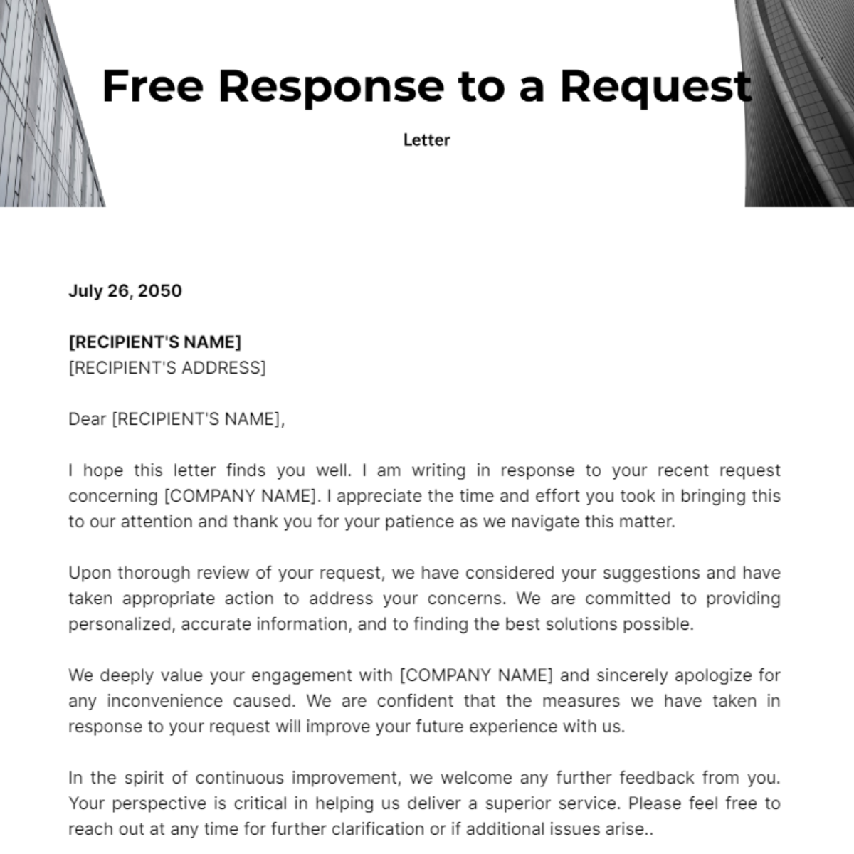 Free Response Letter to a Request