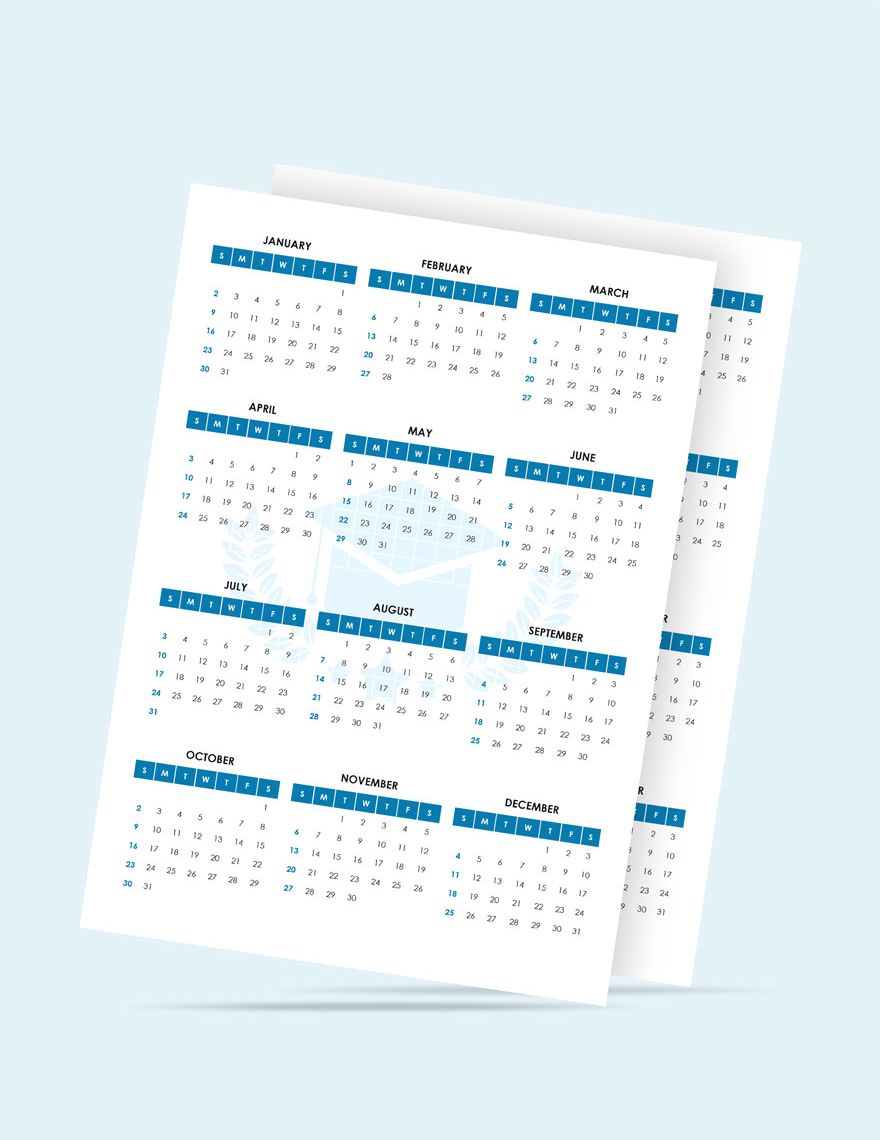 Blank Academic Desk Calendar Template