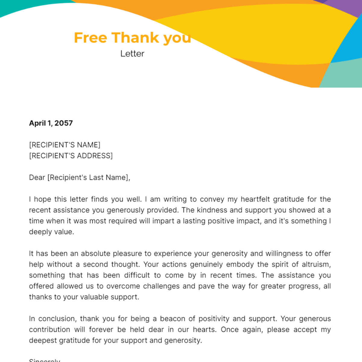 Thank you Letter Template